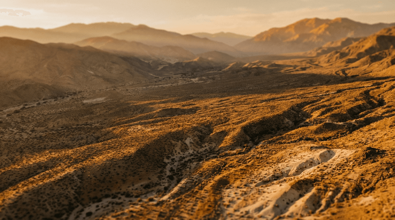 Hillside construction site at golden hour in the Hill Country