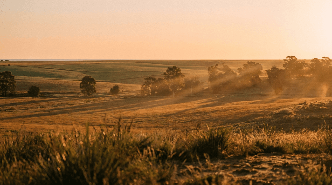 Open homesite in the Texas Hill Country at sunset